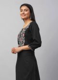 Black color Embroidered Rayon Party Wear Kurti - 2