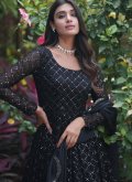 Black color Faux Georgette Gown with Embroidered - 2