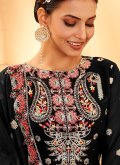Black color Faux Georgette Trendy Salwar Kameez with Embroidered - 1