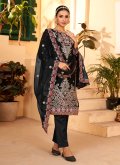Black color Faux Georgette Trendy Salwar Kameez with Embroidered - 2