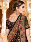 Black color Georgette Contemporary Saree with Embroidered - 1