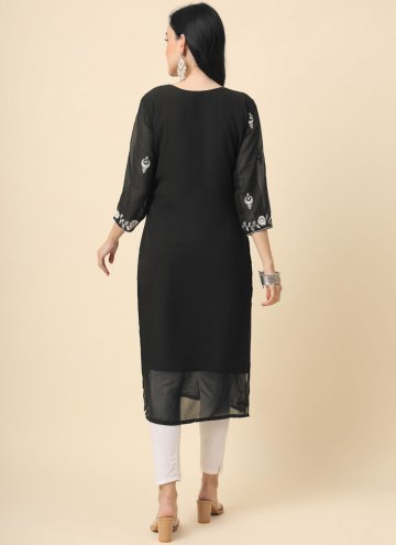 Black color Georgette Designer Kurti with Embroidered
