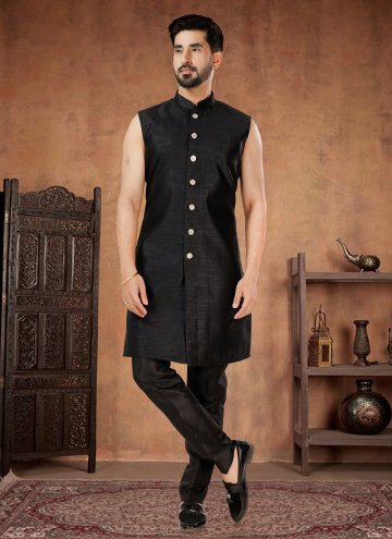 Black color Georgette Indo Western with Embroidered