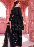 Black color Georgette Salwar Suit with Embroidered - 1