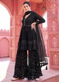 Black color Georgette Salwar Suit with Embroidered - 2