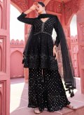 Black color Georgette Salwar Suit with Embroidered - 3