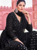 Black color Georgette Salwar Suit with Embroidered - 4