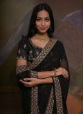 Black color Georgette Trendy Saree with Cord - 1