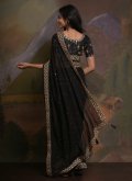 Black color Georgette Trendy Saree with Cord - 2