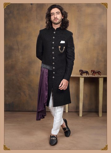 Black color Imported Indo Western with Embroidered