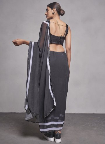Black color Lace Georgette Classic Designer Saree