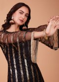 Black color Net Salwar Suit with Embroidered - 1