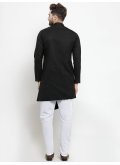 Black color Plain Work Cotton  Kurta Pyjama - 1