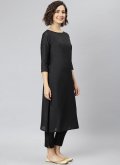 Black color Plain Work Poly Silk Salwar Suit - 2