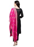 Black color Poly Silk Salwar Suit with Plain Work - 1