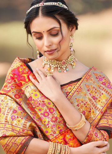 Black color Silk Classic Designer Saree with Woven