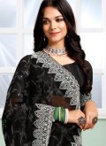 Black color Silk Contemporary Saree with Embroidered - 1
