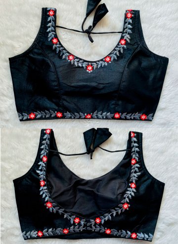 Black color Silk Designer Blouse with Embroidered