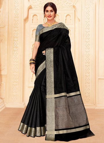 Black color Silk Designer Saree with Woven