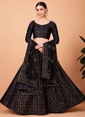 Black color Silk Lehenga Choli with Embroidered - 2