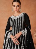 Black color Silk Palazzo Suit with Embroidered - 1