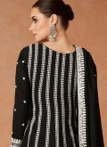 Black color Silk Palazzo Suit with Embroidered - 2