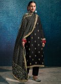 Black color Silk Salwar Suit with Border - 2