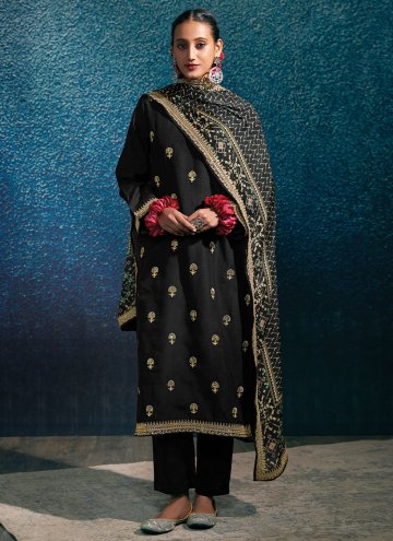 Black color Silk Salwar Suit with Border