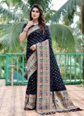 Black color Silk Trendy Saree with Bandhej Print - 3