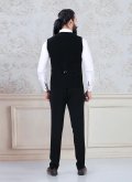 Black color Velvet Tuxedo Suit with Buttons - 3