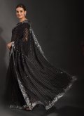 Black Contemporary Saree in Georgette with Embroidered - 2