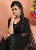 Black Contemporary Saree in Net with Embroidered - 2