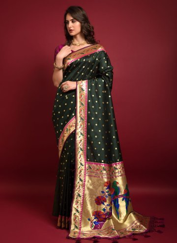 Black Contemporary Saree in Silk with Woven