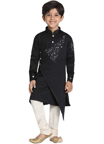 Black Cotton  Embroidered Indo Western