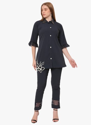 Black Cotton Silk Embroidered Designer Kurti for Casual