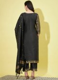 Black Cotton Silk Jacquard Work Salwar Suit for Festival - 1