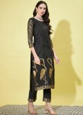 Black Cotton Silk Jacquard Work Salwar Suit for Festival - 3