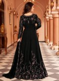 Black Faux Georgette Embroidered Designer Floor Length Salwar Suit for Party - 1
