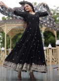 Black Faux Georgette Embroidered Designer Gown for Ceremonial - 2