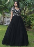 Black Faux Georgette Embroidered Readymade Designer Gown - 2