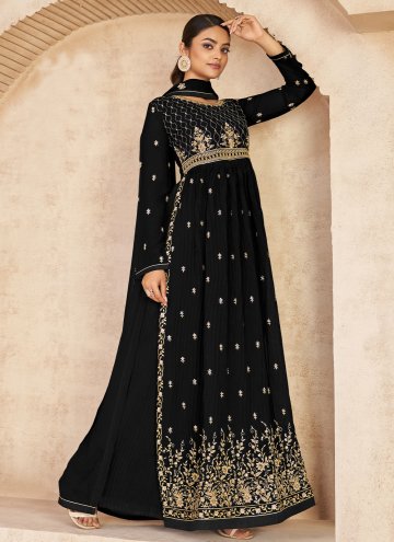 Black Faux Georgette Embroidered Salwar Suit