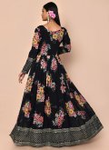 Black Floor Length Trendy Gown in Faux Georgette with Sequins Work - 2