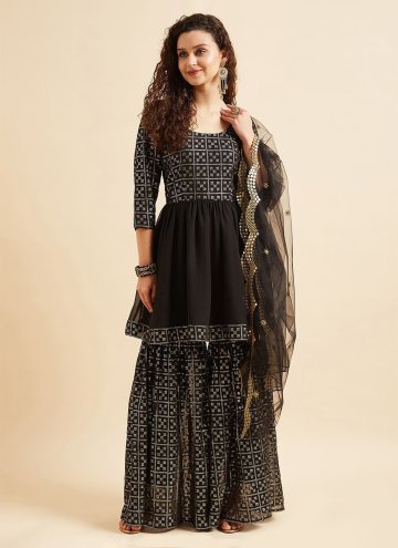 Black Georgette Bandhej Print Salwar Suit for Cere