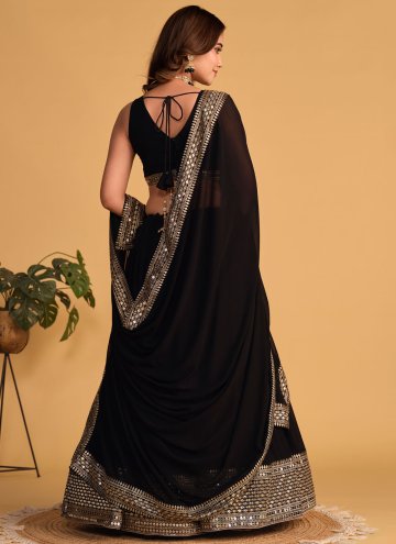 Black Georgette Embroidered A Line Lehenga Choli for Ceremonial