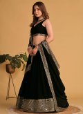 Black Georgette Embroidered A Line Lehenga Choli for Ceremonial - 2