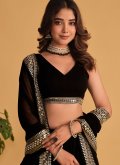 Black Georgette Embroidered A Line Lehenga Choli for Ceremonial - 4
