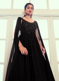 Black Georgette Embroidered Designer Gown for Ceremonial - 1