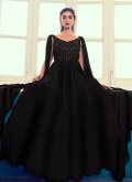 Black Georgette Embroidered Designer Gown for Ceremonial - 2