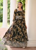 Black Georgette Embroidered Designer Salwar Kameez for Engagement - 1