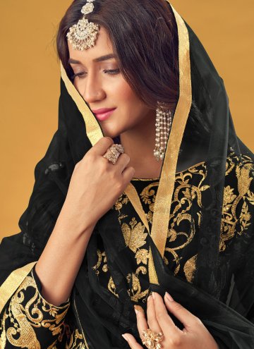 Black Georgette Embroidered Salwar Suit for Ceremonial